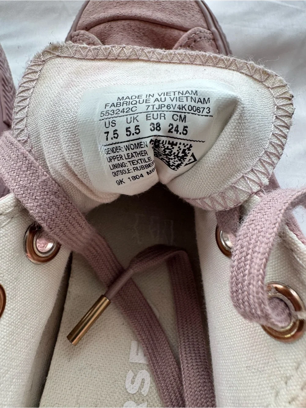Converse Pink Suede Low-Top Sneakers with Gold Eyelets - Picture 6 of 8
